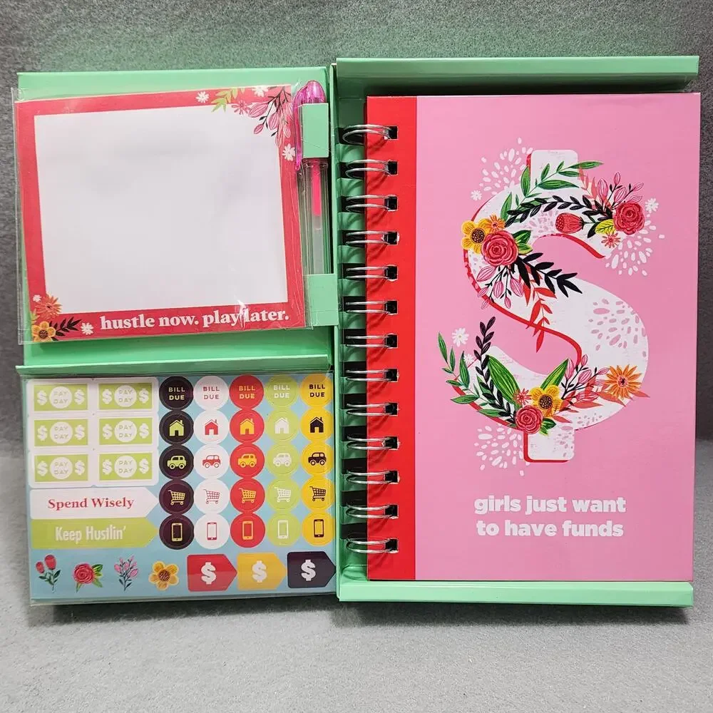 GIRLS JUST WANT TO HAVE FUNDS 4 pc Budget Planner Set Pen & Gear  NIB Opened